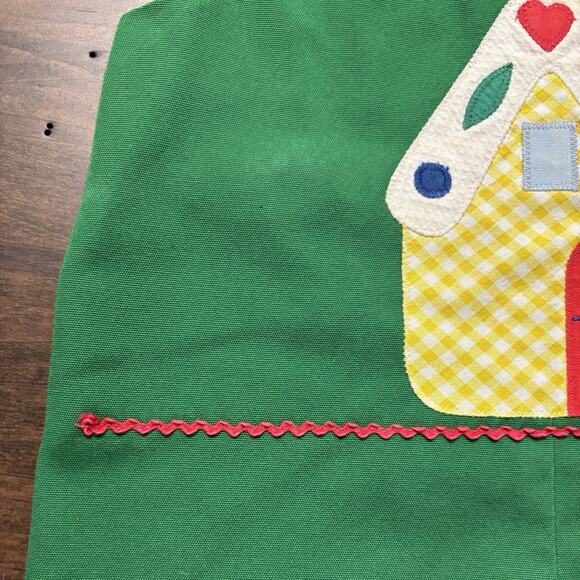 Vtg 70s Shortalls 6-9 Months Romper Green Yellow Appliqué USA Handmade Buttons - Picture 5 of 8